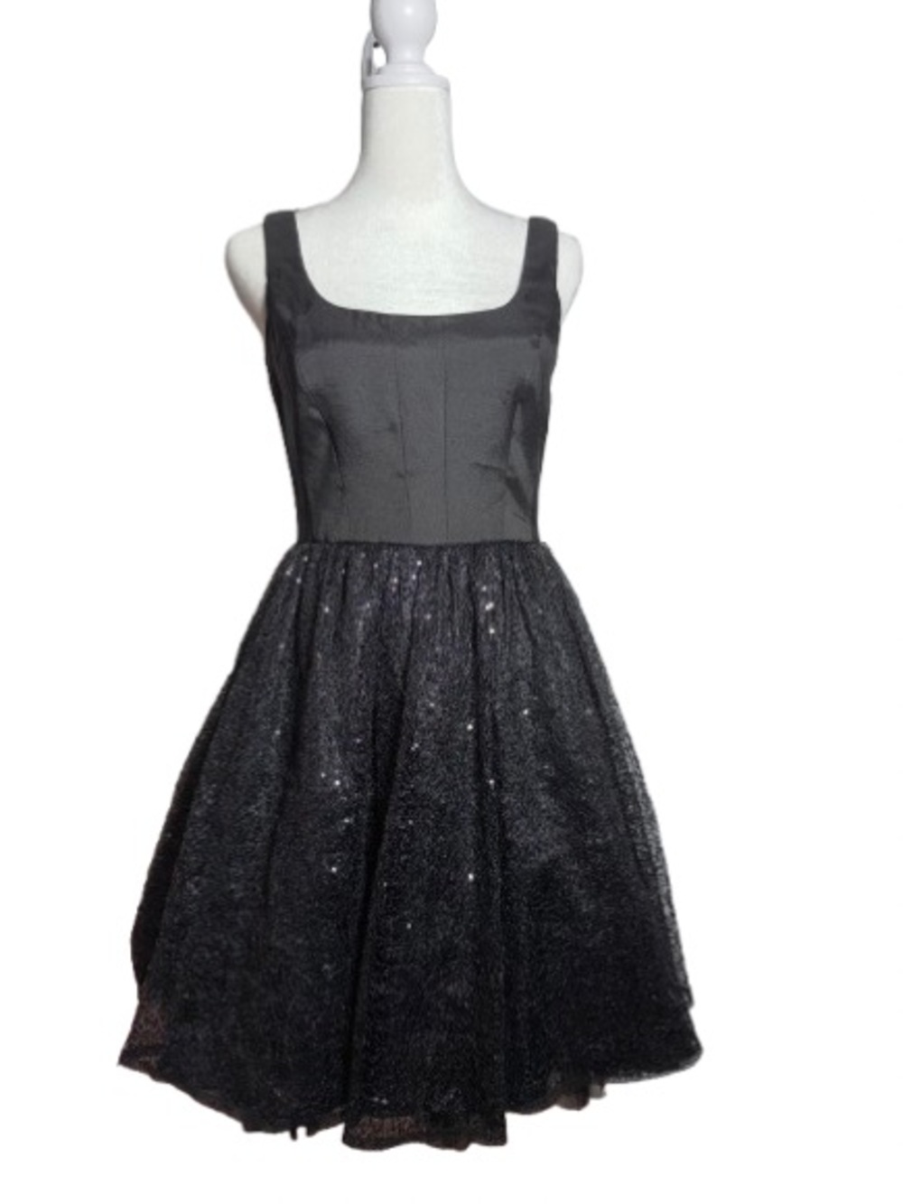 Love Carmen Black Ballerina Square Neck Sequin Party Prom Dress
